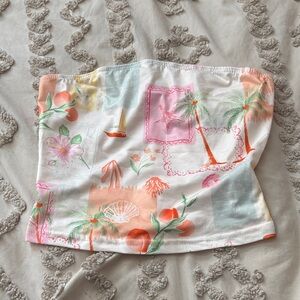 SHEIN Multicolor Tropical Print Crop Top